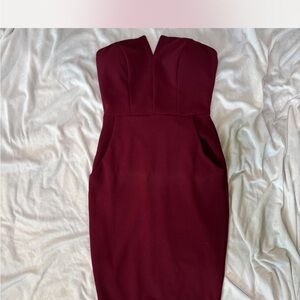 B Darlin Strapless Wine Dress